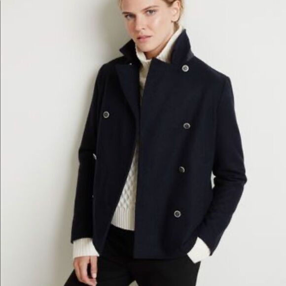 ED by Ellen cropped wool Burgundy peacoat size Large